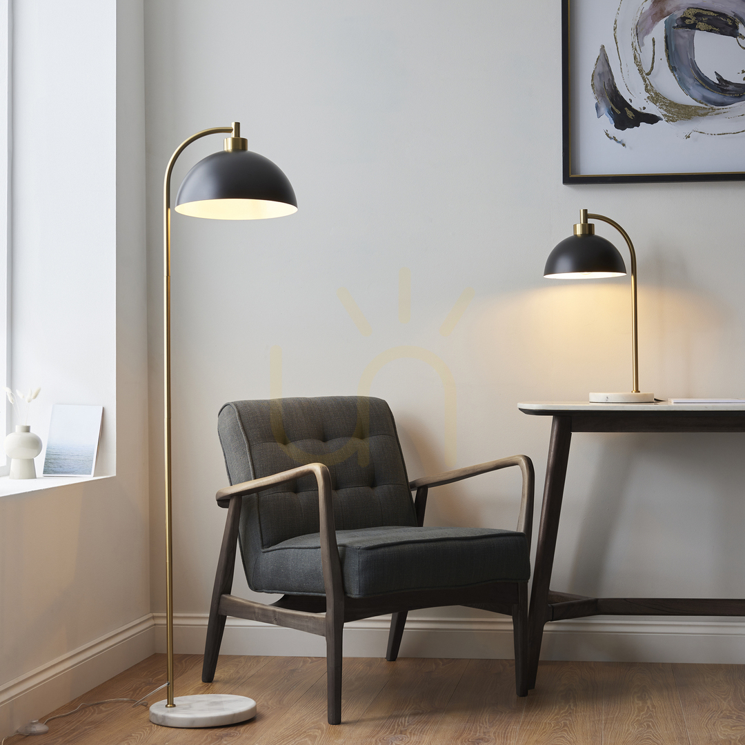 Sprawdź Lampa stołowa Endon Buchanan szara stal marmur E27 Lampa stołowa Endon Buchanan szara stal marmur E27