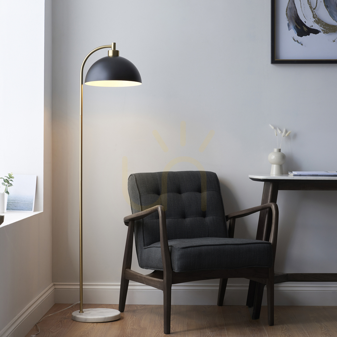Zobacz Lampa stojąca Endon Buchanan szara stal marmur E27 145 cm Lampa stojąca Endon Buchanan szara stal marmur E27 145 cm