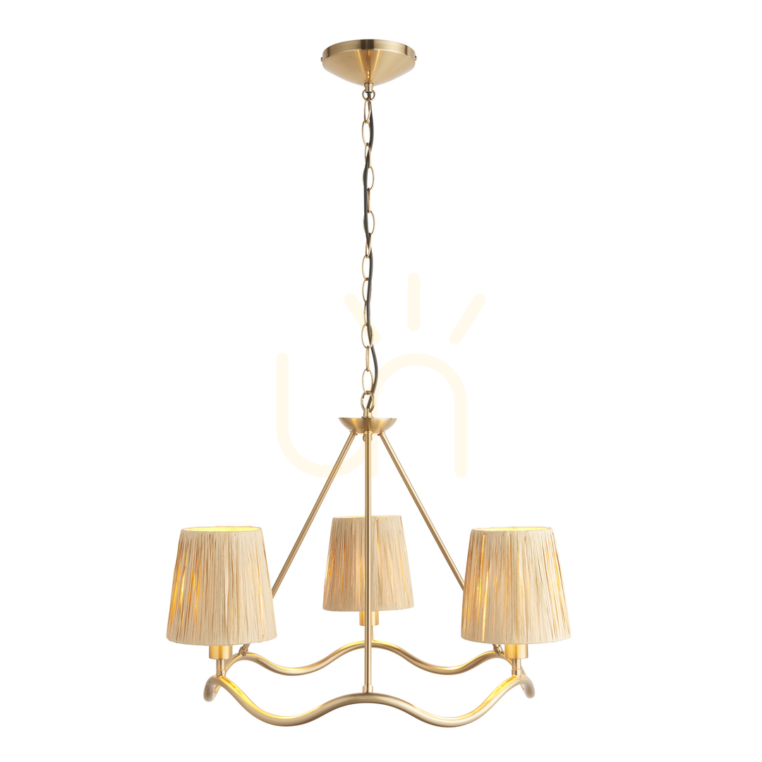Zobacz Lampa wisząca Endon Wriggle mosiądz 3xE14, naturalny klosz Lampa wisząca Endon Wriggle mosiądz 3xE14, naturalny klosz