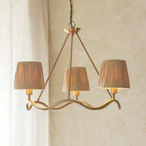 Lampa wisząca Endon Wriggle mosiądz 3xE14, naturalny klosz 2 Lampa wisząca Endon Wriggle mosiądz 3xE14, naturalny klosz small 2