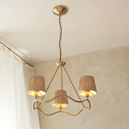 Sprawdź Lampa wisząca Endon Wriggle mosiądz 3xE14, naturalny klosz