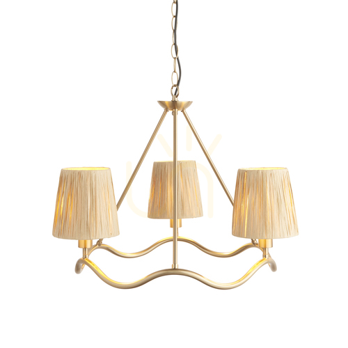 Sprawdź Lampa wisząca Endon Wriggle mosiądz 3xE14, naturalny klosz