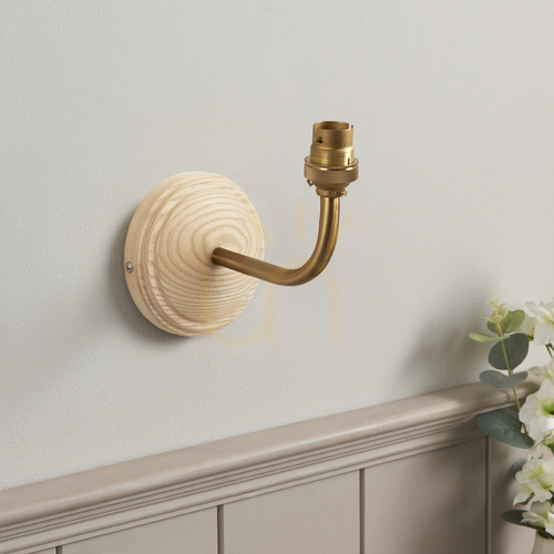 Sprawdź Kinkiet Endon Wood Arc bez klosza jesion mosiądz B22 7W ściemnialny