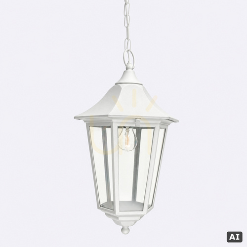 Sprawdź Zewnętrzna lampa wisząca NORLYS Modena Big 381A/WH biała, latarnia na łańcuchu, E27, IP54