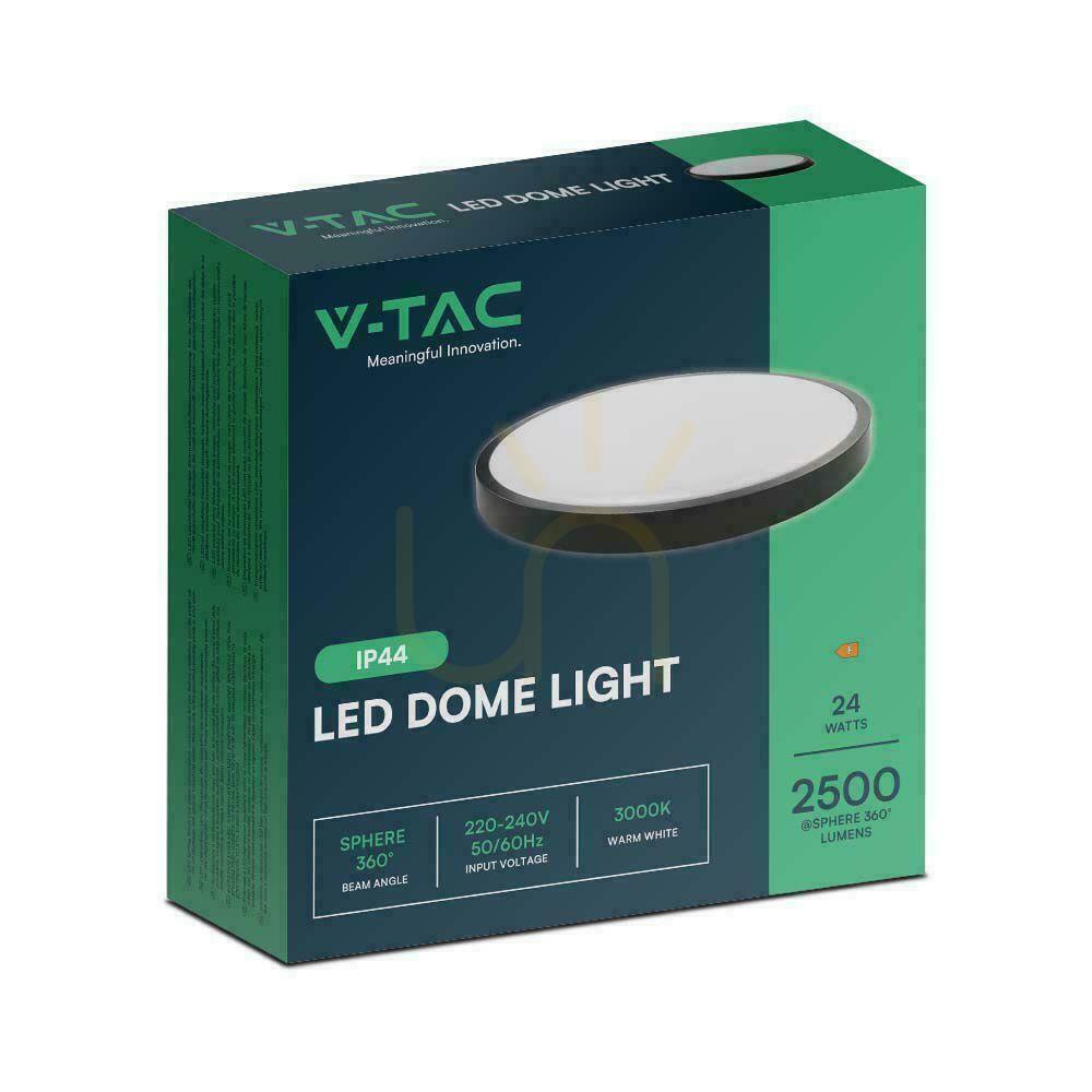 Obejrzyj Plafon V-TAC 24W LED okrągły 30cm natynkowy IP44 czarny VT-8624B 6500K 2500lm Plafon V-TAC 24W LED okrągły 30cm natynkowy IP44 czarny VT-8624B 6500K 2500lm