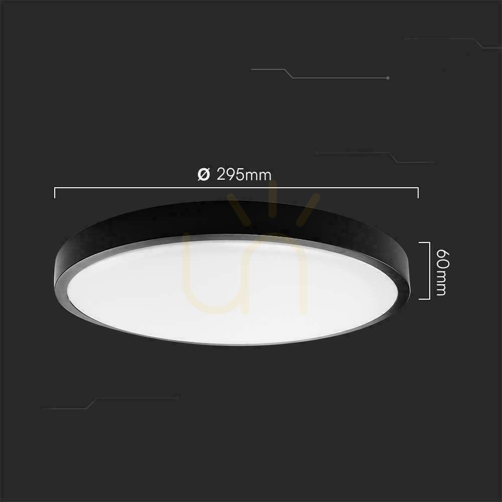 Wyświetl Plafon V-TAC 24W LED okrągły 30cm natynkowy IP44 czarny VT-8624B 6500K 2500lm Plafon V-TAC 24W LED okrągły 30cm natynkowy IP44 czarny VT-8624B 6500K 2500lm