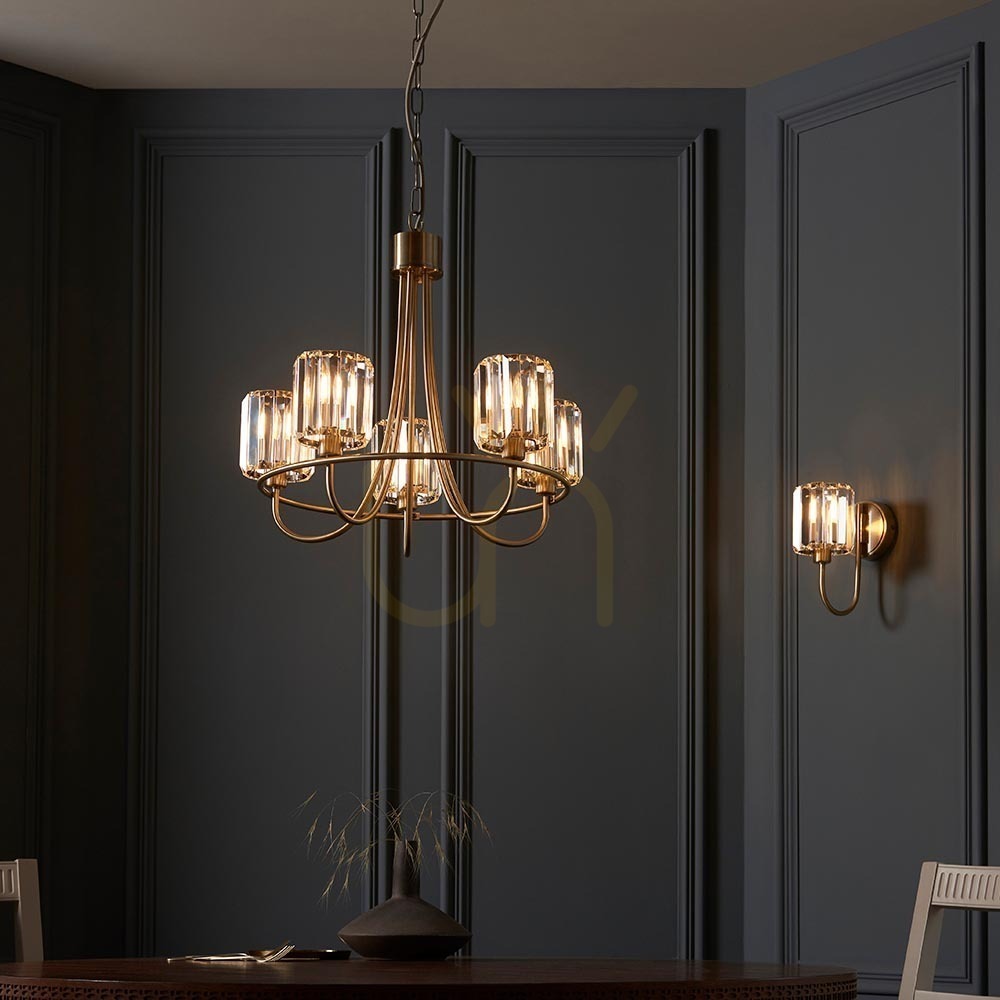 Zobacz Lampa wisząca Endon Berenice mosiądz 5xE14 51 cm Lampa wisząca Endon Berenice mosiądz 5xE14 51 cm