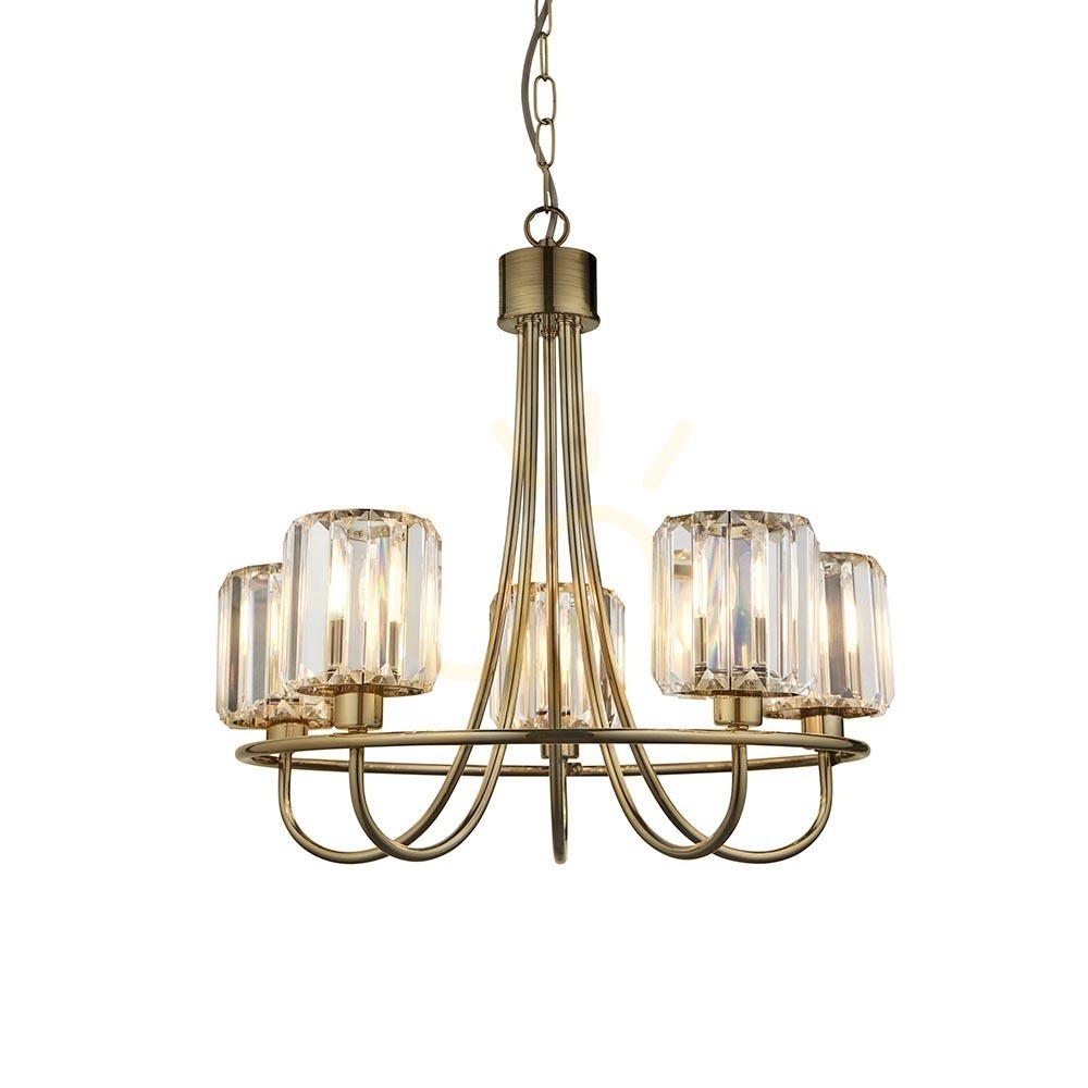Sprawdź Lampa wisząca Endon Berenice mosiądz 5xE14 51 cm Lampa wisząca Endon Berenice mosiądz 5xE14 51 cm