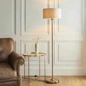 Lampa stojąca Endon Highclere mosiądz 150 cm tkanina E27 small 2