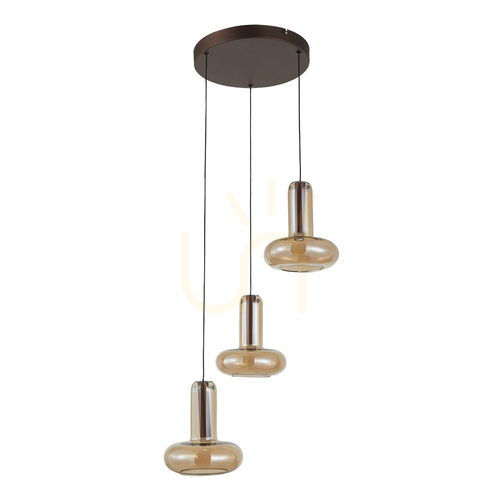 Sprawdź Lampa wisząca Italux Carote LED 3-punktowa miedziana bursztynowa PND-24011-3-COPP