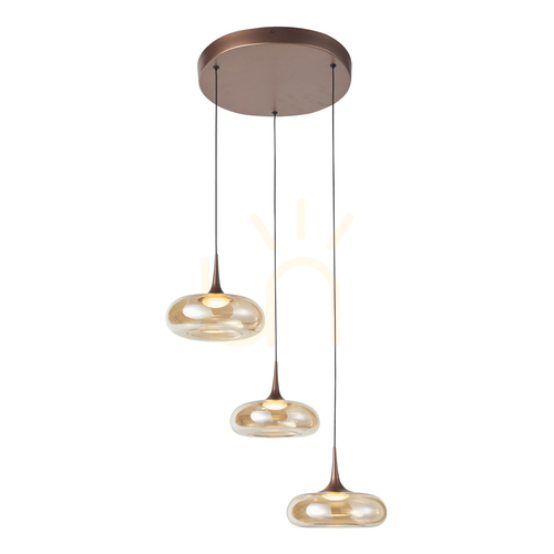 Sprawdź Italux Lampa Wisząca LED 3-Punktowa Miedziano-Bursztynowa PND-24028-3A-COPP