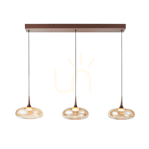 Sprawdź Lampa wisząca Italux Tenele LED 3-punktowa miedziano-bursztynowa PND-24028-3B-COPP