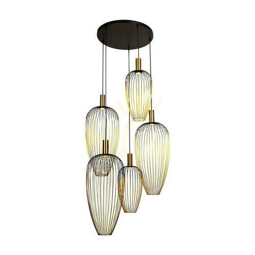 Sprawdź Lampa Wisząca Lucide AURELIE Złota Czarna Metalowa Nowoczesna 5x MR11 21442/15/10