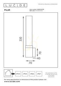 Kinkiet zewnętrzny Lucide PILAR czarny IP54 E27 33 cm szkło aluminium 63800/01/30 small 3