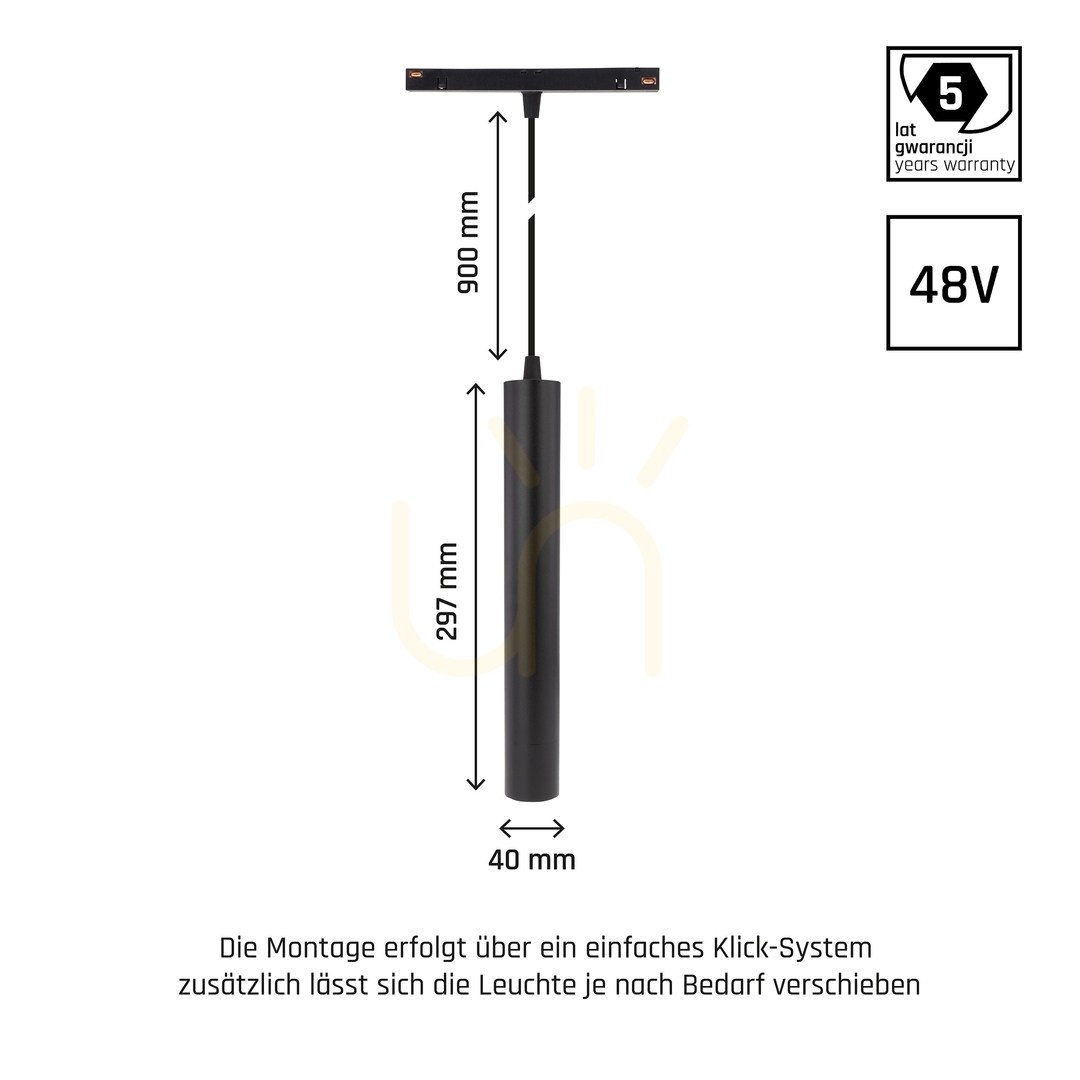 Pokaż Lampa Wisząca do Szynoprzewodów System Shift Smart Hangit Oprawa Zwis 40x297 (900mm Kabel) 12W 25st Czarny CCT/Dim 5 Lat Gw. Lampa Wisząca do Szynoprzewodów System Shift Smart Hangit Oprawa Zwis 40x297 (900mm Kabel) 12W 25st Czarny CCT/Dim 5 Lat Gw.