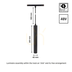 Lampa Wisząca do Szynoprzewodów System Shift Smart Hangit Oprawa Zwis 40x297 (900mm Kabel) 12W 25st Czarny CCT/Dim 5 Lat Gw. 8 Lampa Wisząca do Szynoprzewodów System Shift Smart Hangit Oprawa Zwis 40x297 (900mm Kabel) 12W 25st Czarny CCT/Dim 5 Lat Gw. small 8