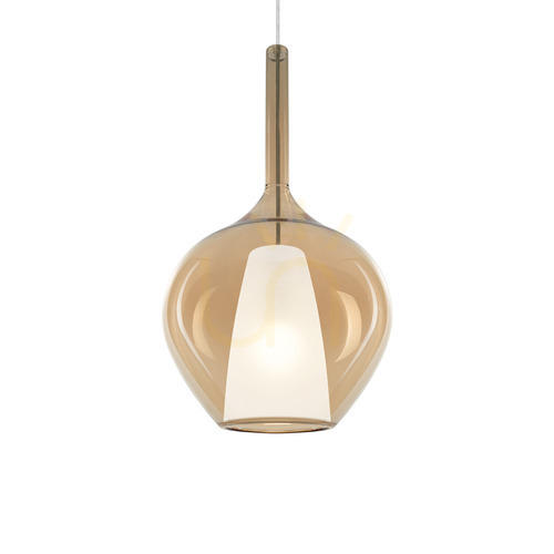 Sprawdź Lampa wisząca Ideallux Kalique bursztynowa E27 28 cm chrom 359526