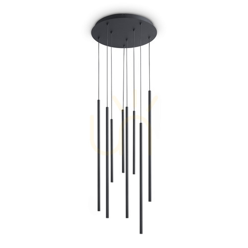 Sprawdź Lampa wisząca Ideallux LOOK 371177 czarna 8-punktowa LED 16W 3000K 45 cm