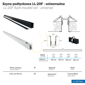 Szyna magnetyczna podtynkowa LL-20F czarna 150 cm small 3