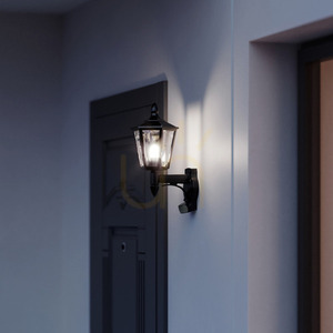 Lampa elewacyjna z czujnikiem ruchu i zmierzchu Steinel L 16 S PIR max.20W w Led E27 IP44 IK03 230V czarna / tworzywo sztuczne small 1