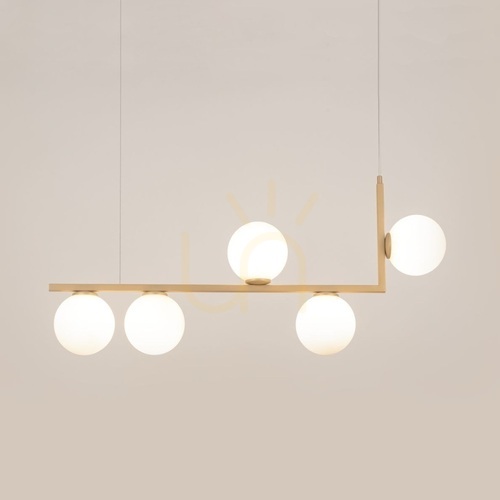 Sprawdź Lampa wisząca Sigma Andy 5 złoty beż, szkło, 90 cm, SKU 33612