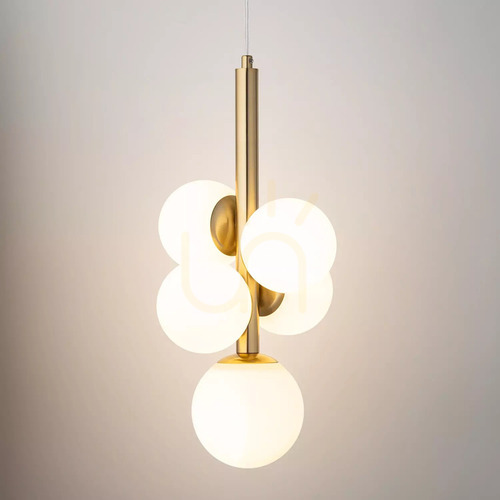 Sprawdź Lampa wisząca Sigma PERLA LUX 5 zwis złoty satynowy biała 40786