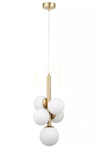 Sprawdź Lampa wisząca Sigma PERLA LUX 5 zwis złoty satynowy biała 40786