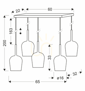Lampa wisząca GLAXI 5×GX53 na czarnej belce 65 cm, kolorowe klosze szklane, Candellux 35-50434 small 4