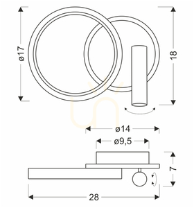 Kinkiet MONET złoty LED 13W CANDELLUX 22-35677 small 3