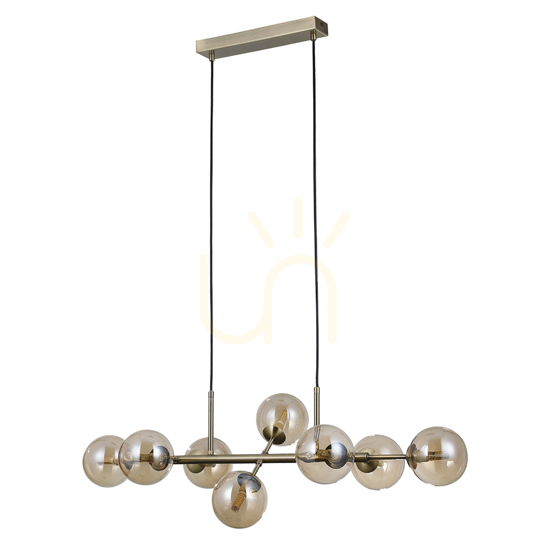Sprawdź Lampa Wisząca Italux Erimida LED 8-Punktowa Brązowa Bursztynowe Szkło PND-2244-8A-AB Lampa Wisząca Italux Erimida LED 8-Punktowa Brązowa Bursztynowe Szkło PND-2244-8A-AB