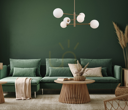 Sprawdź Lampy Wisząca Italux Evora 6xG9 Mosiądz Białe Szkło PND-55342-6-HB