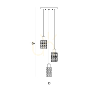 Lampa Wisząca Italux Menfi Czarna 3xE27 Szkło Bursztynowe PND-44236-3-BK-GD small 1
