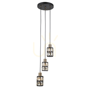 Lampa Wisząca Italux Menfi Czarna 3xE27 Szkło Bursztynowe PND-44236-3-BK-GD small 3