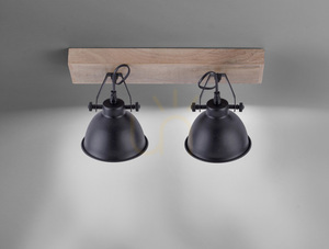 Lampa sufitowo-ścienna JUST LIGHT SAMIA 11982-18, czarna z drewnem, 2×E14 small 11
