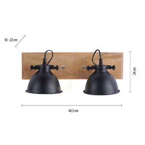 Lampa sufitowo-ścienna JUST LIGHT SAMIA 11982-18, czarna z drewnem, 2×E14 small 6