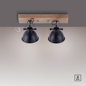 Lampa sufitowo-ścienna JUST LIGHT SAMIA 11982-18, czarna z drewnem, 2×E14 small 7