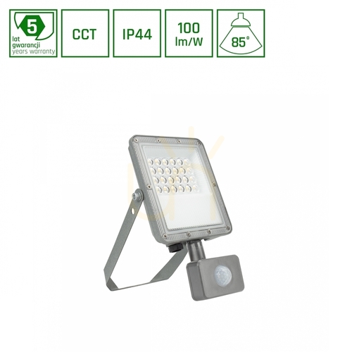 Sprawdź Naświetlacz LED Noctis Max CCT 20W 230V IP44 217x131x53mm Szary Czujnik Ruchu 5 Lat Gwarancji