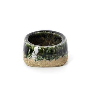 Doniczka handmade betonowa zielona niska 16,5x16,5x8 cm small 4