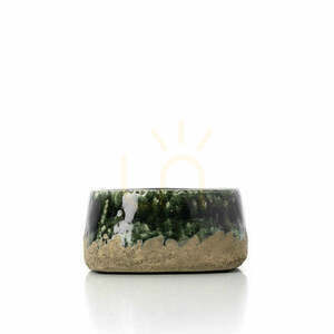 Doniczka handmade betonowa zielona niska 16,5x16,5x8 cm small 0