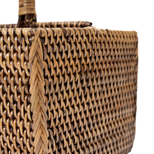 Pojemnik na sztućce rattanowy naturalny brązowy 18x18x29 cm small 3