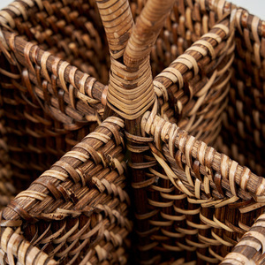 Kosz na sztućce rattanowy naturalny brąz 18x18x28 cm small 5