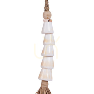 Brelok muszla Cone Shell z frędzlami Natural White small 8