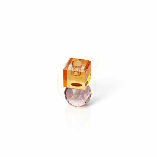 Sprawdź Świecznik Citrine & Rose Quartz ze szkła z recyklingu, różowo-bursztynowy, 10,3 cm