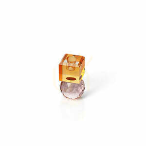 Świecznik Citrine & Rose Quartz ze szkła z recyklingu, różowo-bursztynowy, 10,3 cm small 1