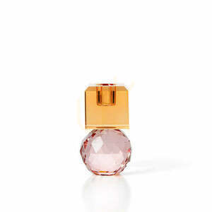 Świecznik Citrine & Rose Quartz ze szkła z recyklingu, różowo-bursztynowy, 10,3 cm small 0