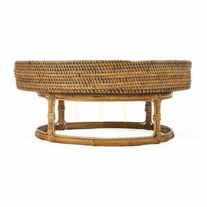 Okrągła taca rattanowa na podstawie Bazar Bizar The Rattan Rise Tray, Ø 50 cm, wys. 22 cm, naturalny brąz small 0
