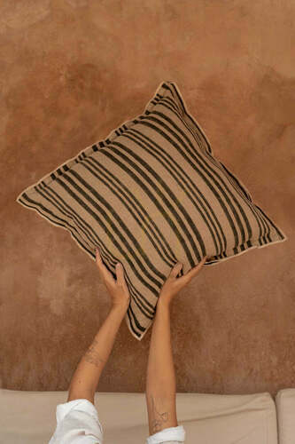 Sprawdź Poszewka dekoracyjna w paski Nordic Natural Black 50x50 cm