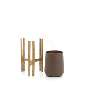 Doniczka na drewnianym stojaku Bazar Bizar Forked Root M beton, naturalny brąz, 55,5 cm small 3