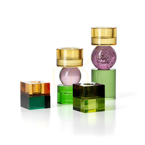 Świecznik BAZAR BIZAR The Gem Blocks Green Smoke ze szkła z recyklingu 5,5 cm small 2