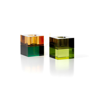 Świecznik BAZAR BIZAR The Gem Blocks Green Smoke ze szkła z recyklingu 5,5 cm small 5
